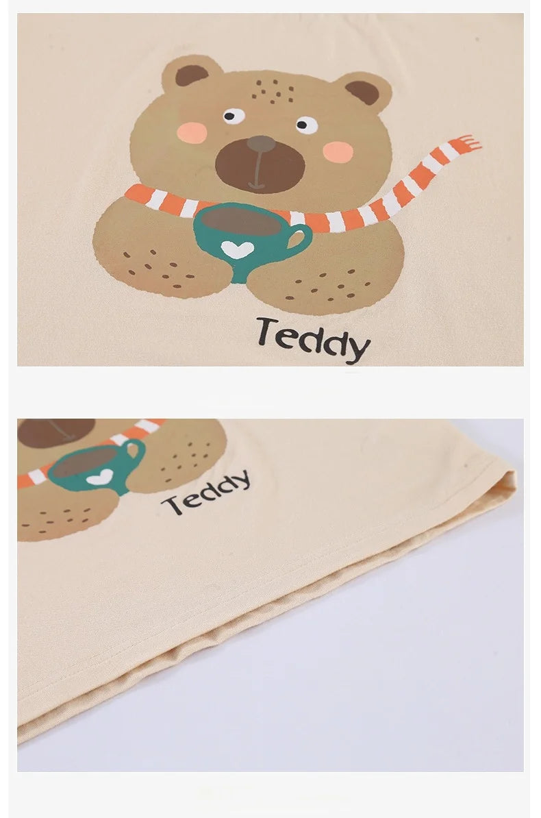 Kids Cute Animal Pajama Set Print Comfortable Sleepwear for Brother Sister 2pcs Summer Children  Cartoon Top Pant Loungewear