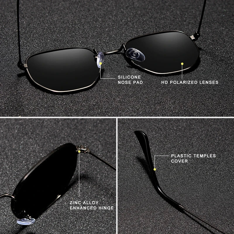 GXP Fashion Anti-glare Sunglasses Men Polygon Retro Sunscreen Glasses Leisure Glasses Outdoor Polarized Driving Eyewear UV400