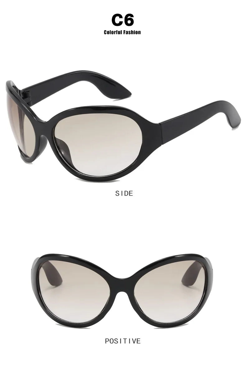 Oversized Y2K Steampunk Sunglasses Women Luxury Brand Designer Oval Sun Glasses Men Cyber Punk Eyewear Shades De Sol Oculos