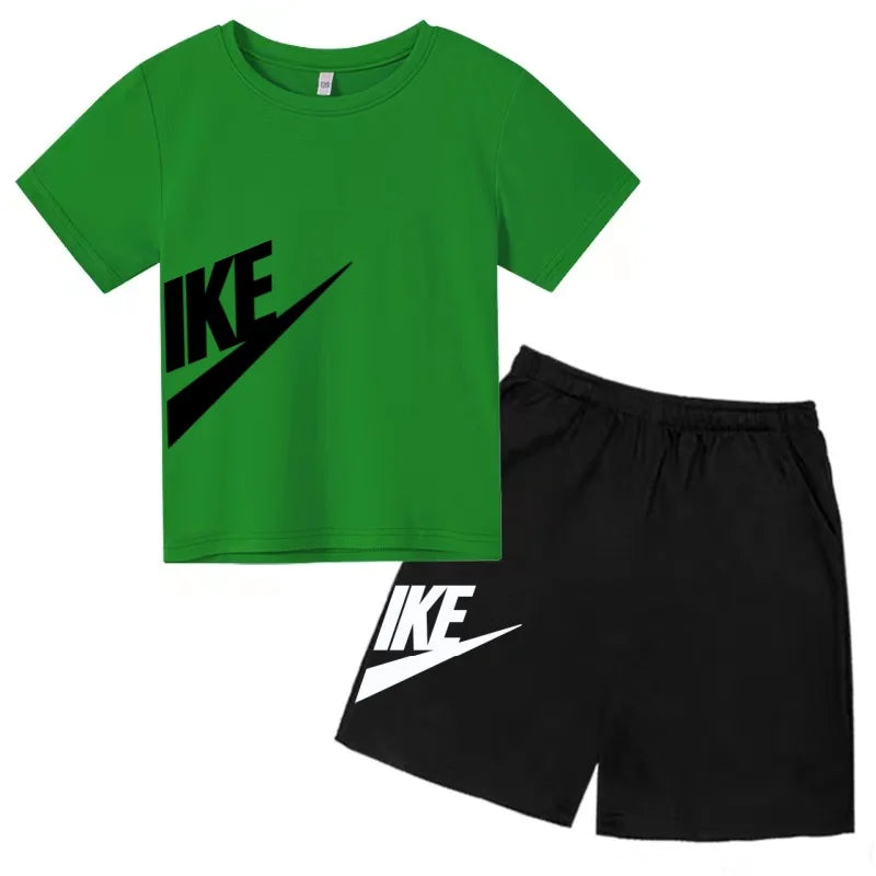 Summer Brand White T-shirt+Shorts Two-piece set Kids New Clothing Fashion Letter Boy Girl3-12Yrs Sports Short-sleeved Casual Set