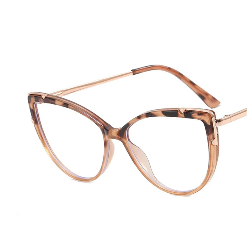 Metal Cat Eye Glasses Frame Woman Fashion TR90 Brand Designer New Trend Cateye Computer Eyewaer Gradient Color Frame Eyegalsses