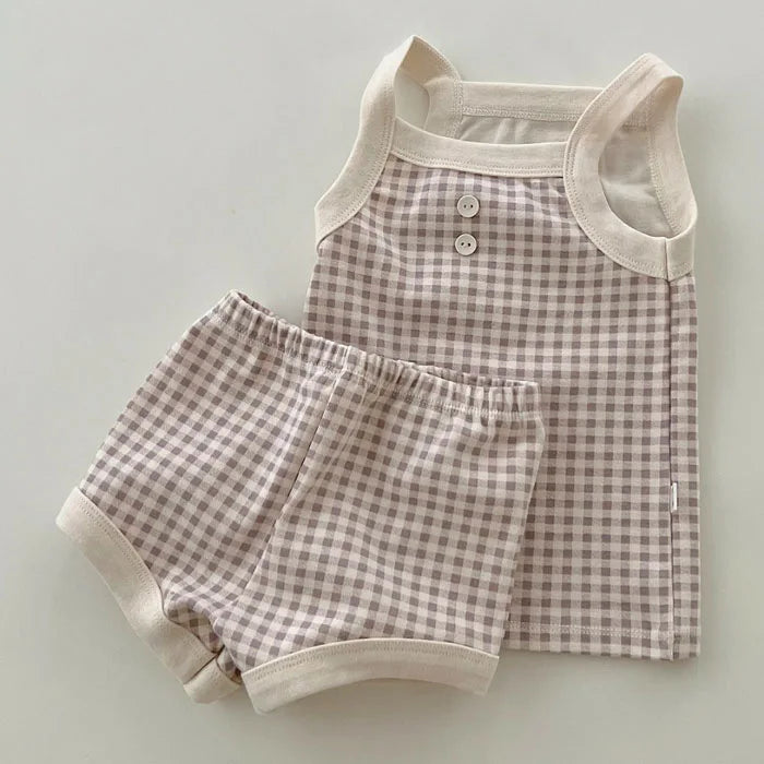 2025 New Baby Sleeveless Clothes Set Boy Girl Summer Thin Cotton Vest + Shorts 2pcs Suit Infant Outfits Toddler Breathable Set