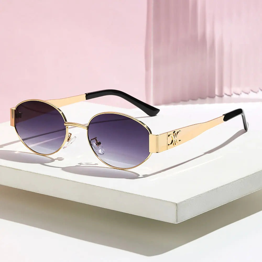 Luxury Metal Sunglasses for Men and Women Unisex Designer Fashion Sun Glasses Oval Unisex Stylish Eyewear Shades UV400