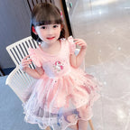 Girls Clothes 2026 New Summer Princess Dresses Flying Sleeve Kids Dress Unicorn Party Baby Dresses for Children Clothing 1-6Y