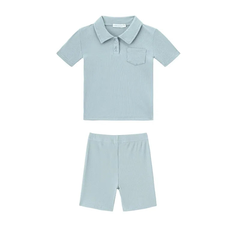 AS 2024 Girls Clothes Short Sleeve 3/4 Kids Boys Clothes For Summer Outfits Girls Clothing Children Ribbed Sets Dress