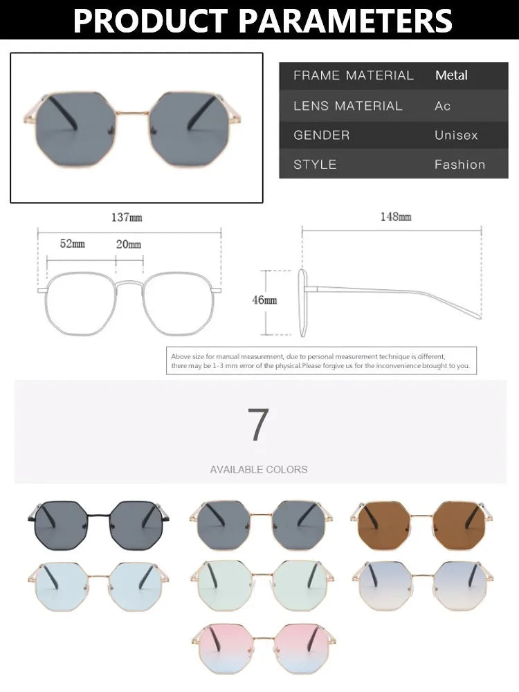 Square Sunglasses Women Brand Designer Vintage Small Frame Gradient Glasses Round Polygon Eyewear Candy Colors Oculos De Sol