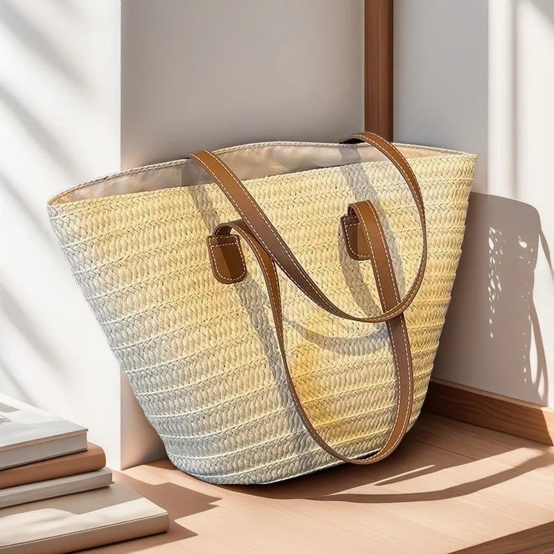 Luxury Designer Summer Beach Party Purses Shopper Tote Bag Women's Large Capacity Shoulder Bag Summer Straw Woven Basket Handbag