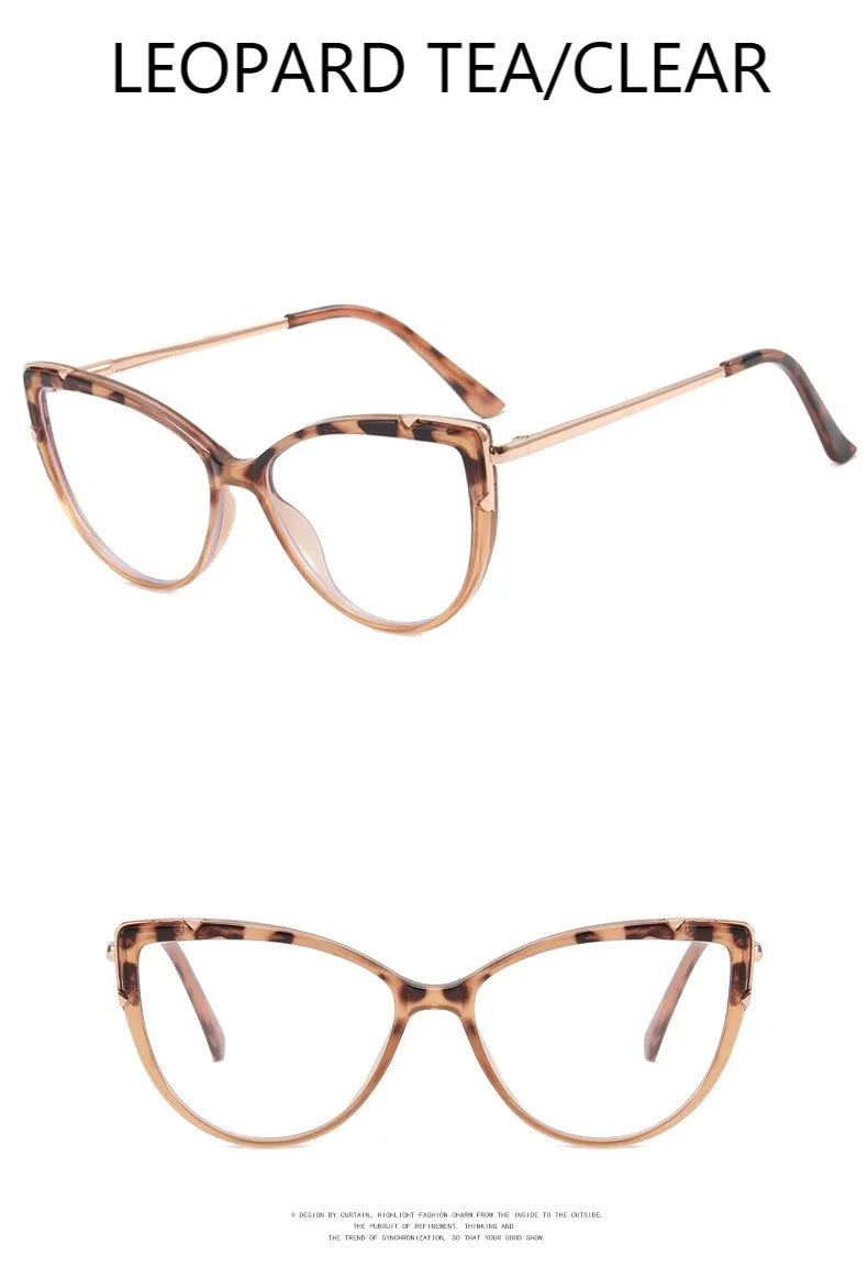 Metal Cat Eye Glasses Frame Woman Fashion TR90 Brand Designer New Trend Cateye Computer Eyewaer Gradient Color Frame Eyegalsses