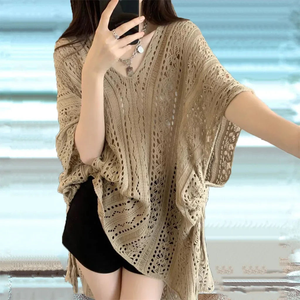 Women's Swimwear Crochet Lace Beach Cover Up Bikini Swimsuits Knitted Cover Up Dress Womens Swimsuit V Neck Side Split Beachwear
