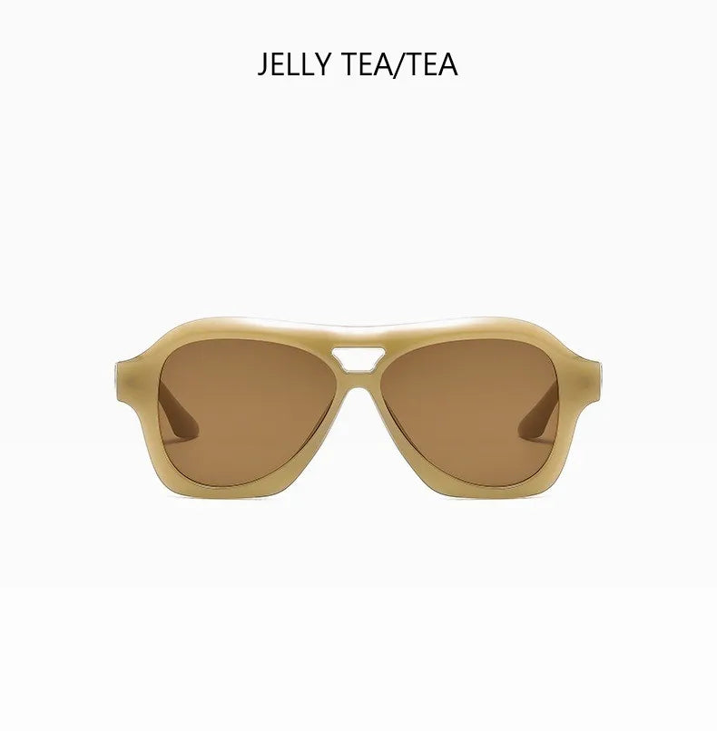 Retro Double Beam Large Frame Sunglasses for Women New Retro Fashion Brand Square Sun Glasses Eyeglasses Men Lentes De Sol Mujer