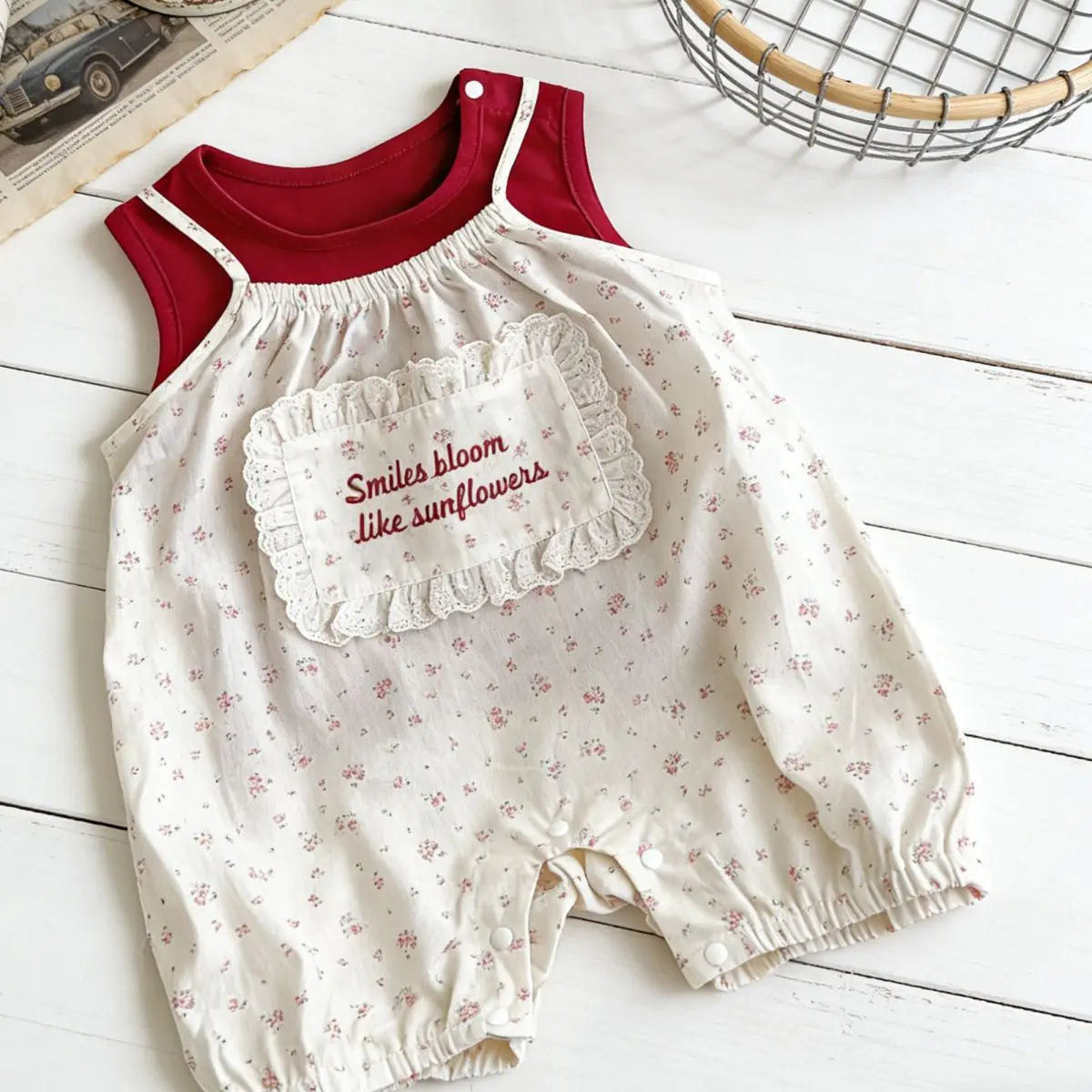 2026 Summer New Girls Sleeveless Clothes Set Baby Girl Sweet Floral Jumpsuit + Vest 2pcs Suit Infant Toddler Cotton Outfits