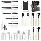 19Pcs Kitchen Utensils Set with Knife & Cutting Board, Silicone Cooking Tools with Storage Holder