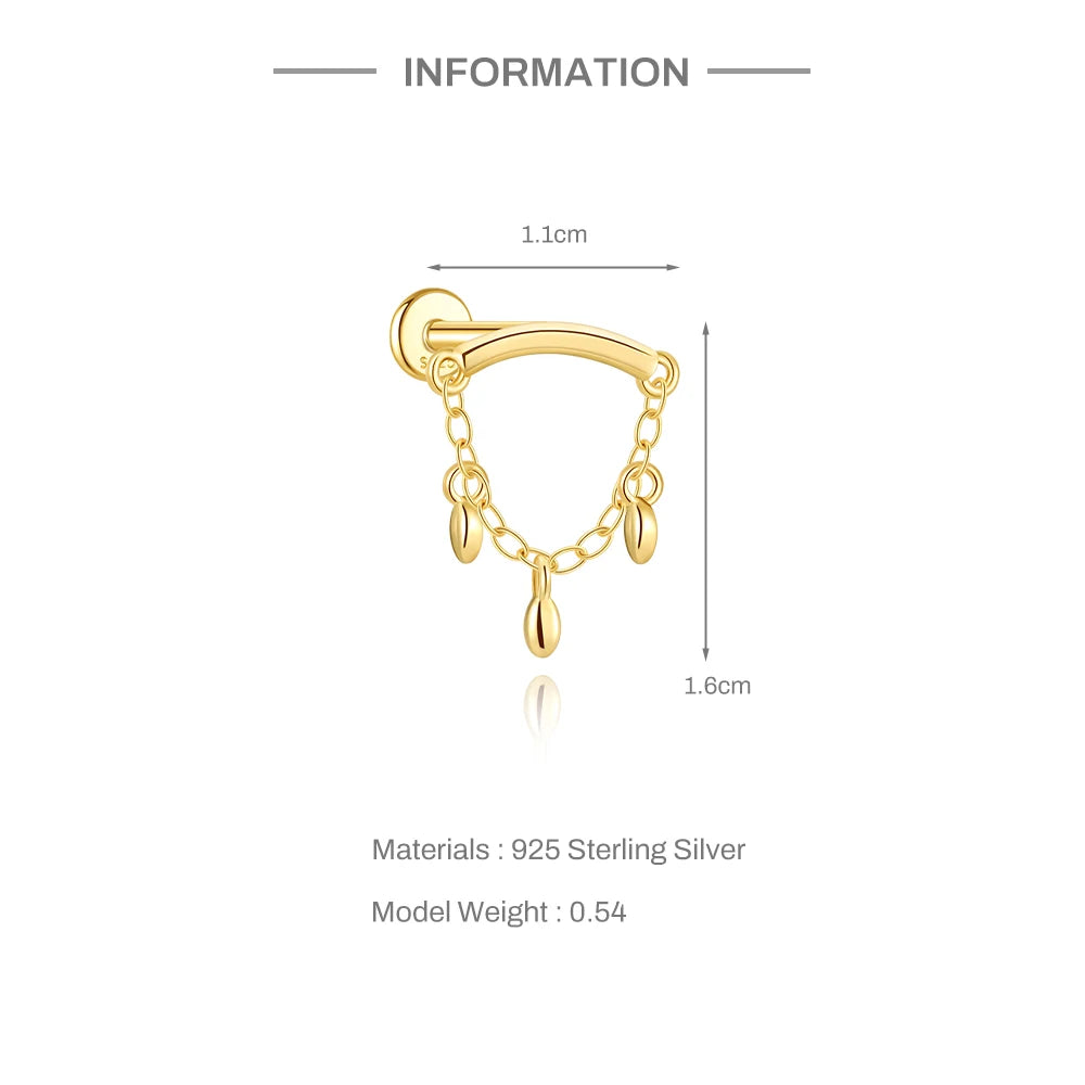 AIDE Star Moon Chain Tassel  925 Sterling Silver Shiny For Woman Piercing Earring Fashion Dainty Luxury Style fine jewelry