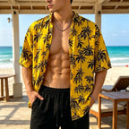 Women's Wave Print Hawaiian Shirt - Summer Casual Oversized Short Sleeve Blouse Loose Fit Beach Shirt for Vacation
