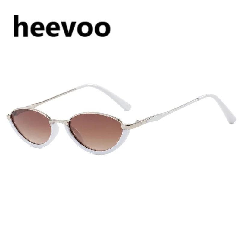 Vintage Half Frame Cat Eye Sunglasses Women Fashion Metal Glasses Punk Trendy Sun Glasses Female Shades for Famale Eyewear Uv400