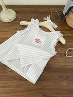 2026 Summer New Girls Sleeveless T Shirts Baby Girl Cute Lace Vest Cotton Striped Toddler Thin Breathable Tops Kids Clothes