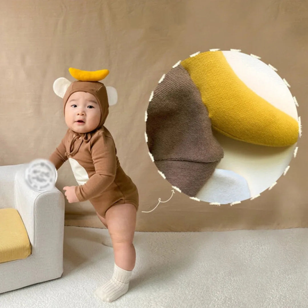 2026 Spring New Baby Long Sleeve Bodysuit + Hat Infant Boy Girl Cute Print Jumpsuit Newborn Toddler Cotton Clothes 0-24M