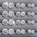 12 Pairs Set Stainless Steel Stud Earrings with Gemstone Buds Round Earrings Unisex Fashion Jewelry Gifts
