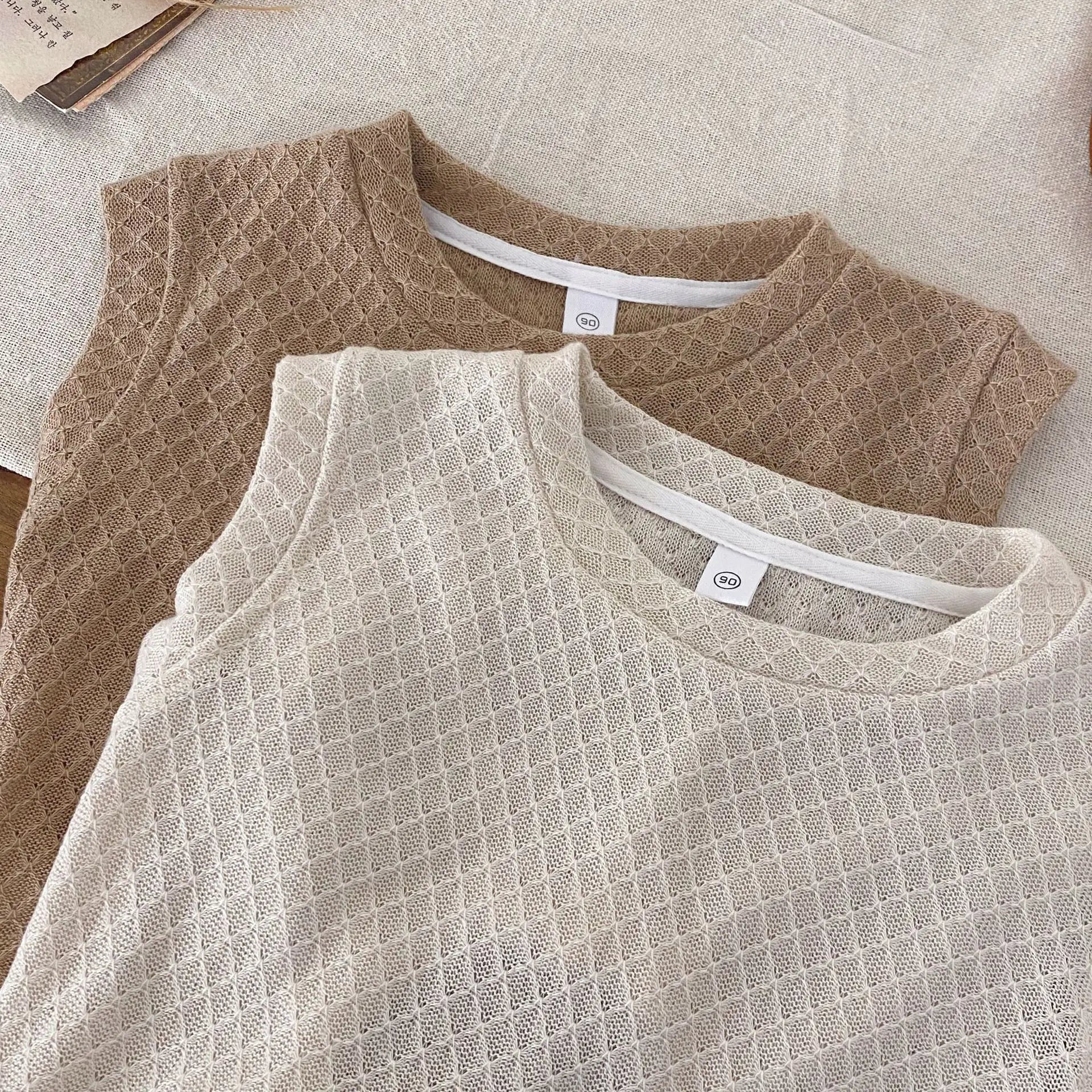 2026 Summer New Girls Solid Sleeveless T Shirts Baby Girl Cute Hollowed Out Vest Toddler Thin Breathable Tops Kids Clothes