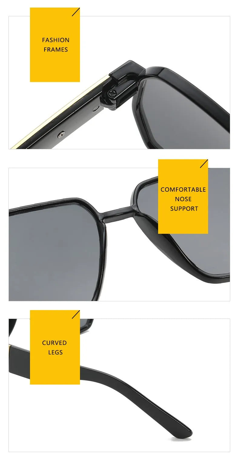 New Fashion Square Oversized Sunglasses Women Big Frame Colorful Sun Glasses Female Oculos Unisex Black Shades Gafas De Sol