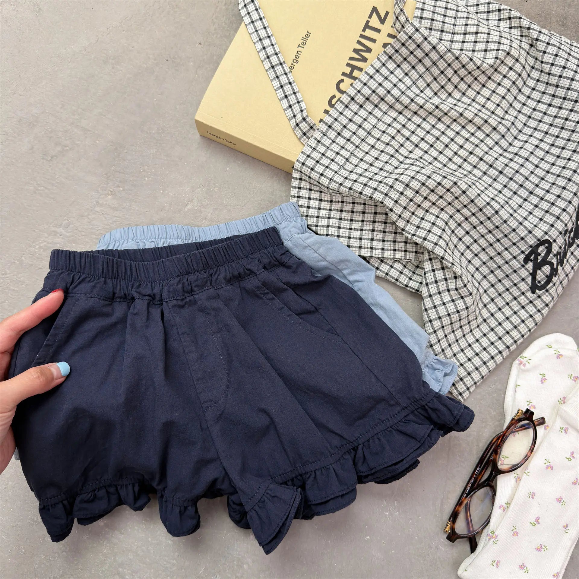 2026 Summer New Girls Cute Lace Shorts Solid Toddler Casual Shorts Cotton Children Versatile Loose Shorts Kids Clothes