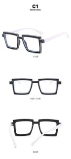 Retro Personality Rectangular Glasses Frame Woman Man Brand Designer Fashion Square Eyeglasses TR90 Eyewear with Pouch & Cloth