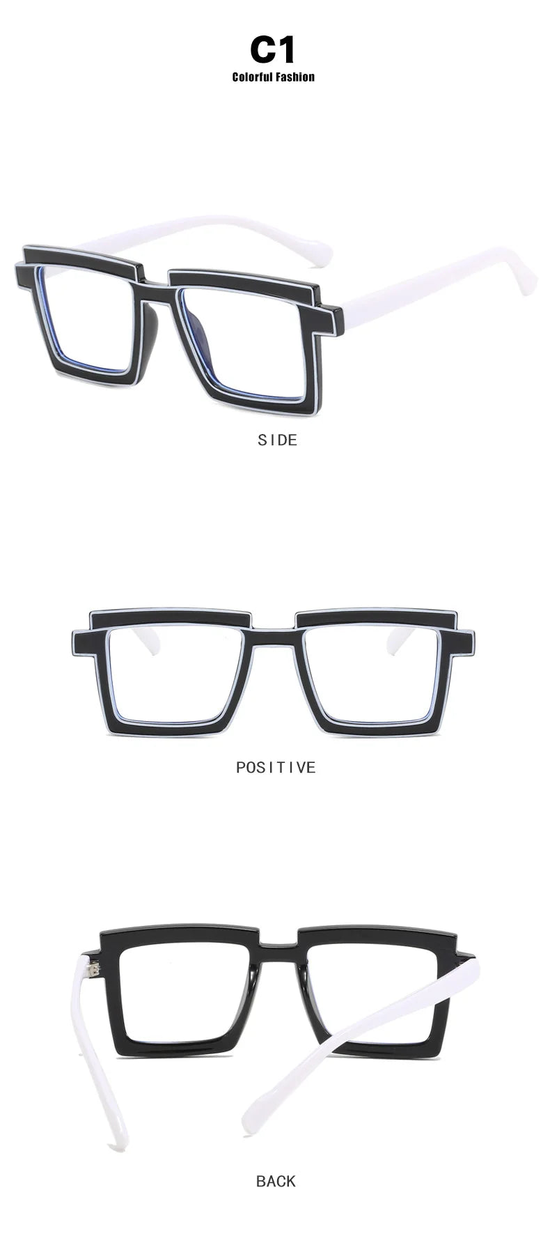 Retro Personality Rectangular Glasses Frame Woman Man Brand Designer Fashion Square Eyeglasses TR90 Eyewear with Pouch & Cloth