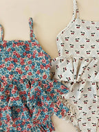 2026 Summer Baby Girls KS Floral Swimwear Sets One Piece Kids Holiday Swimsuits Toddler Girl Swim Bikini Outwear Shorts Cap 1-9Y