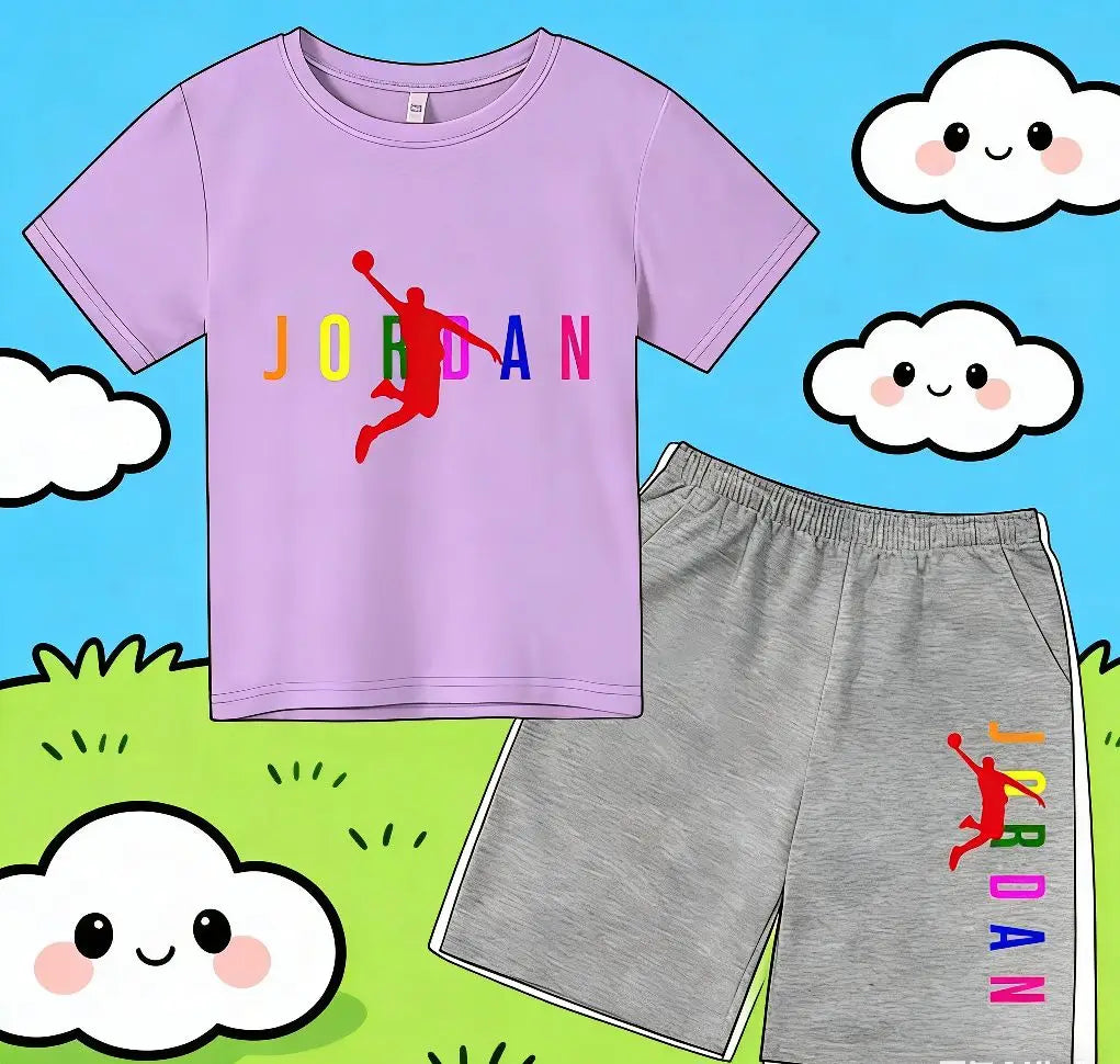 Children's Summer Sports Clothing T-shirts, Short Sleeves and Shorts for Boys and Girls Sports Outfits for Children Aged 3 to 13