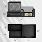 Black Mesh Desk Organizer - 3-Tier Storage with Pencil Holder & Baskets,Office Supplies Organizer for Desktop, Home & School Use