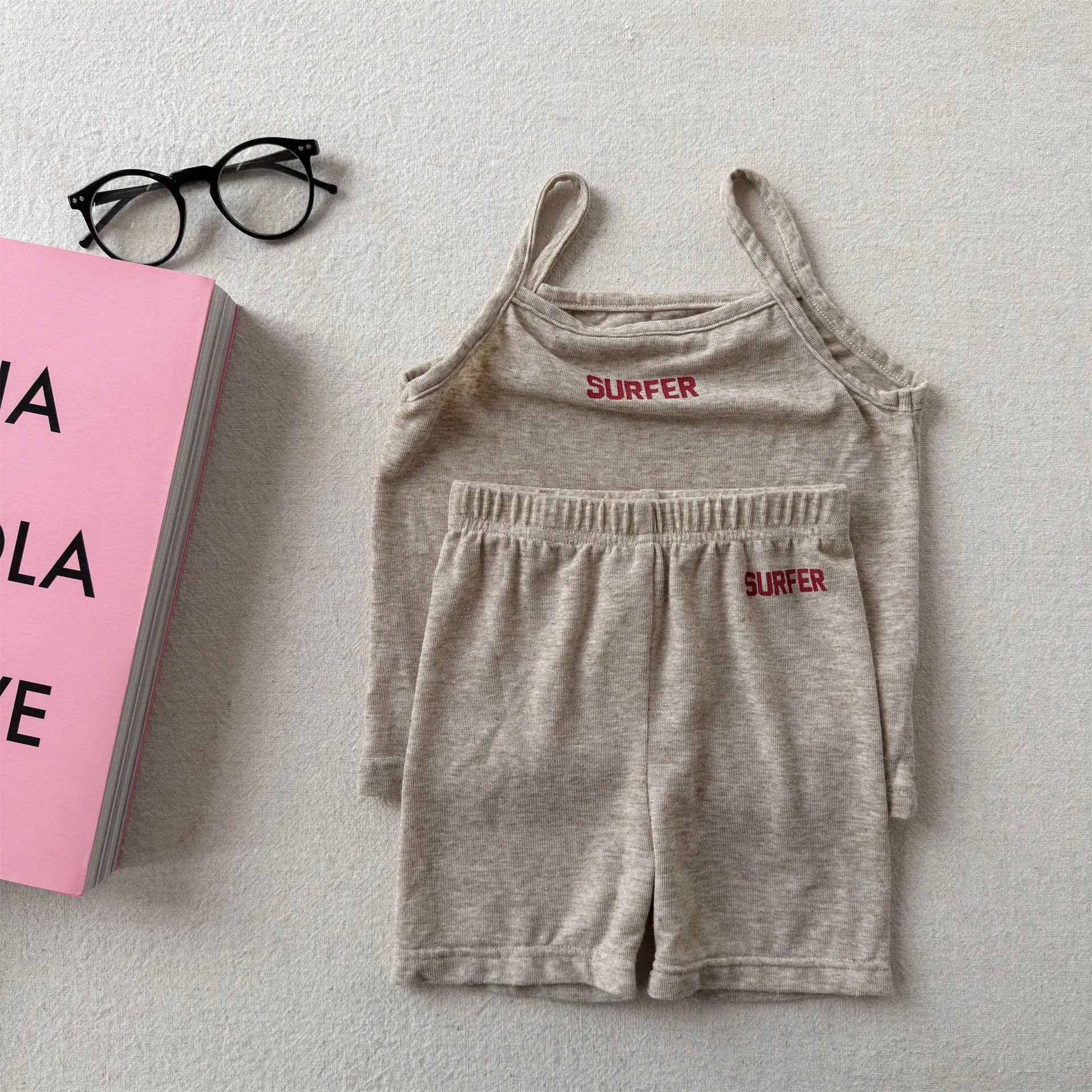 2026 Summer New Children Sleeveless Clothes Set Girls Thin Letter Print Sling Vest + Shorts 2pcs Suit Kids Cotton Outfits