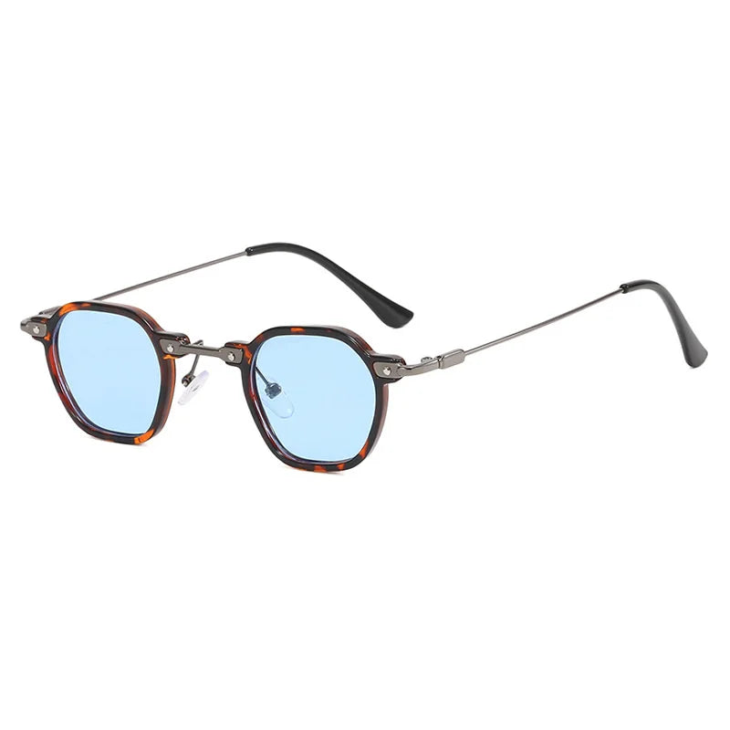 Retro Square Sunglasses Men Small Frame Sun Glasses Women New Fashion Polygonal Metal Eyeglasses Shadow UV400