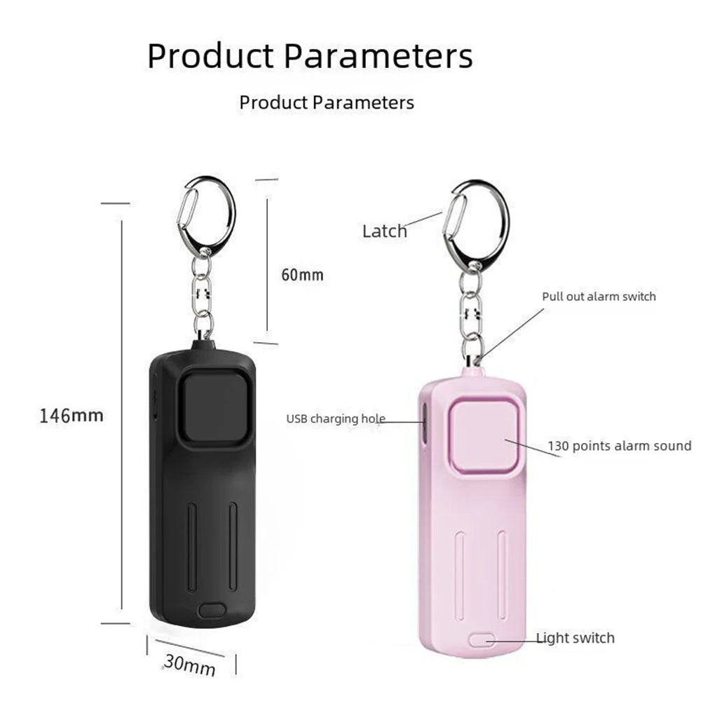 Self Defense Alarm 130dB Personal Alarm Keychain USB Rechargeable For Personal Alarms For Women Alarm Travel For Women Girls Kid