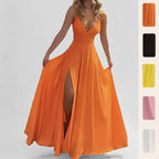 Sexy Sleeveless Dress Spring Summer Women Sling Dresses Split Solid Color Long Dresses