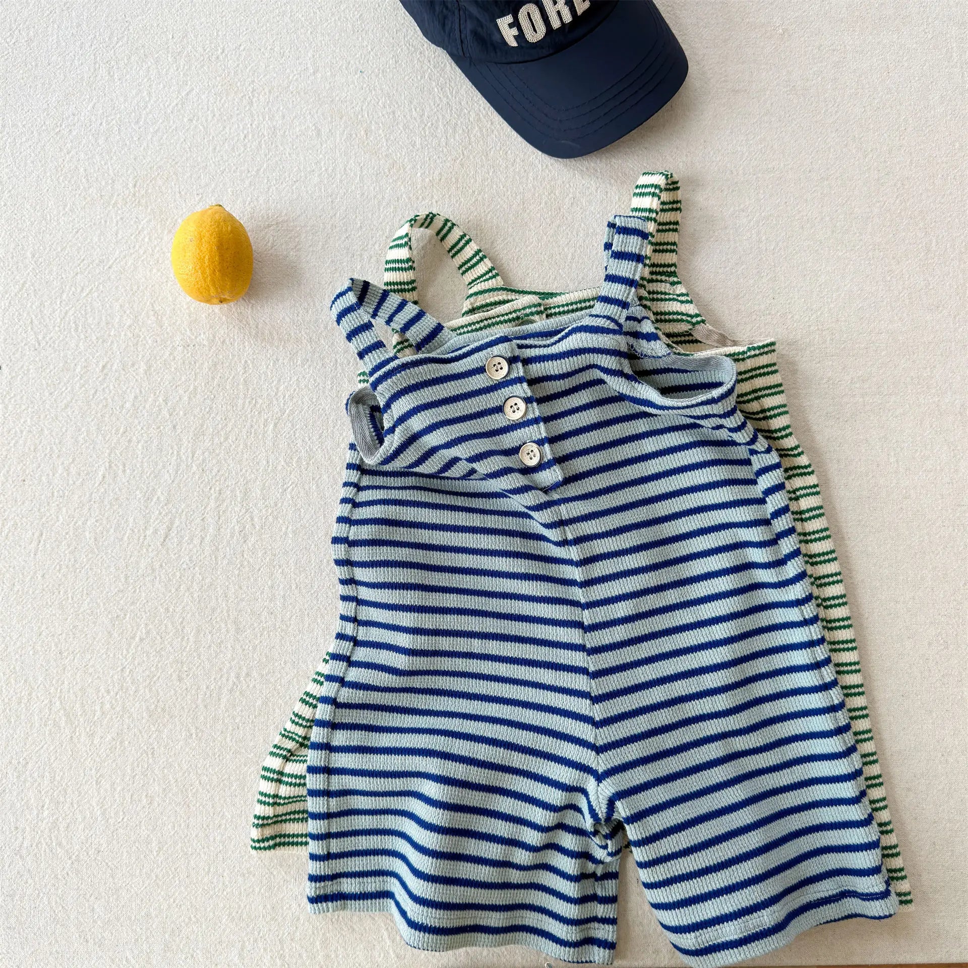 2026 Summer New Children Loose Casual Overalls Toddler Girls Sling Jumpsuit Cotton Boys Thin Striped Strap Shorts Kids Clothes