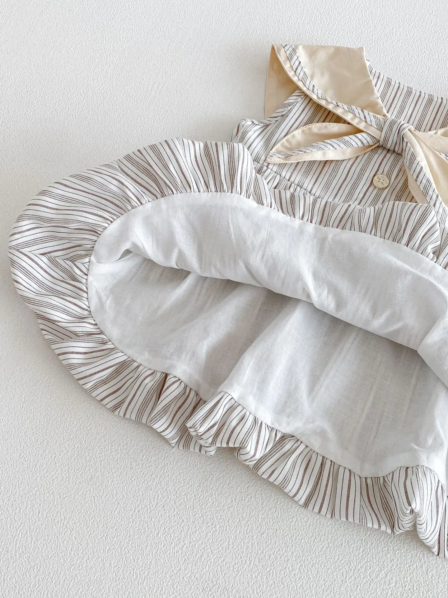 2026 Summer New Girls Preppy Style Striped Vest Dress Cotton Baby Girl Sailor Collar Sleeveless Dress Infant Toddler Clothes