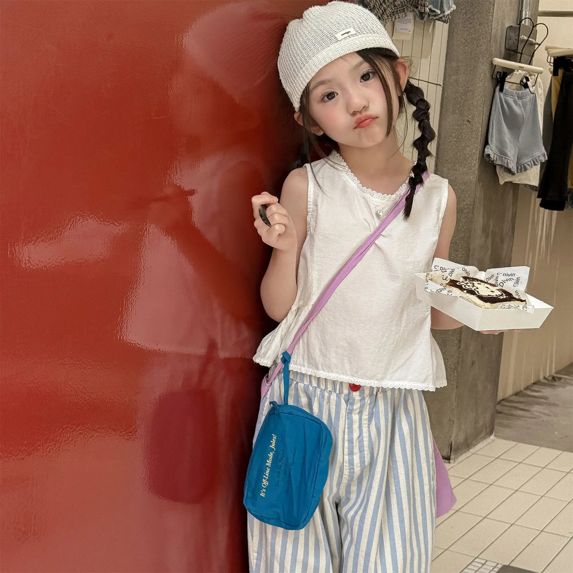 2026 Summer New Girls Sleeveless Shirts Solid Cute Baby Girl Sweet Lace Blouse Toddler Cute Thin Cotton Tops Kids Clothes