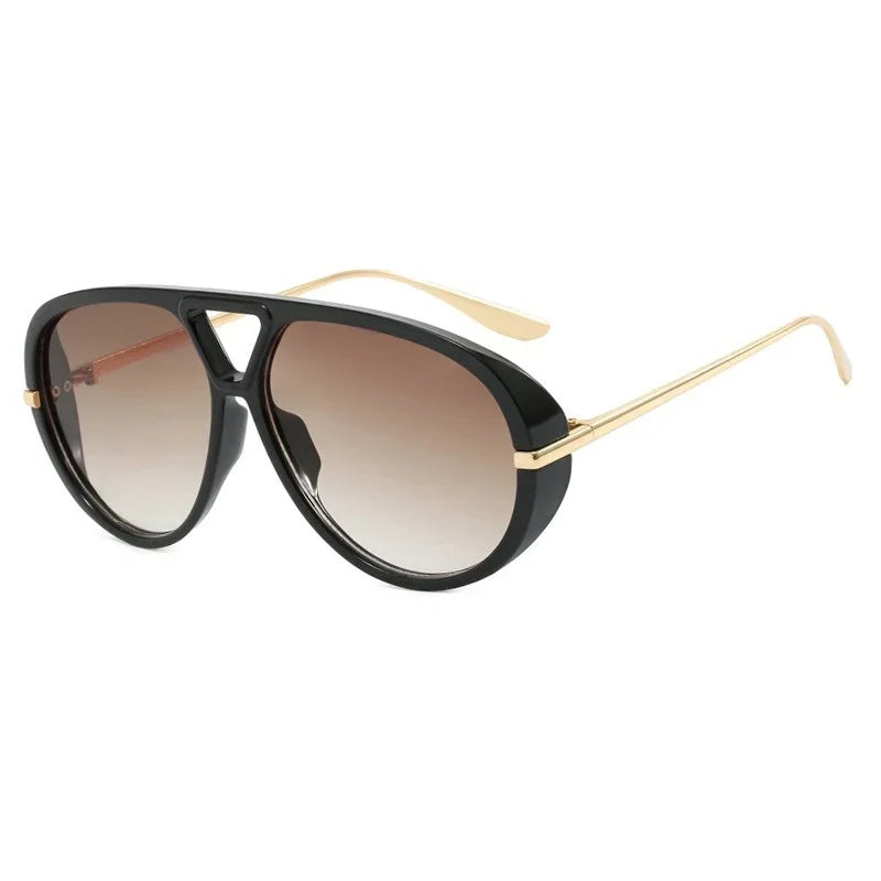 Vintage Retro Metal Double Bridges Round Sunglasses Women Brand Fashion Punk Gradient Shades Trending Sun Glasses Eyewear UV400