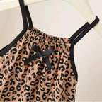 Summer Baby Girls Leopard Print Jumpsuit Infant Sleeveless Suspender One Pieces Bow Decor 0-3Y Toddler Romper Clothes