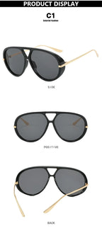 Vintage Retro Metal Double Bridges Round Sunglasses Women Brand Fashion Punk Gradient Shades Trending Sun Glasses Eyewear UV400