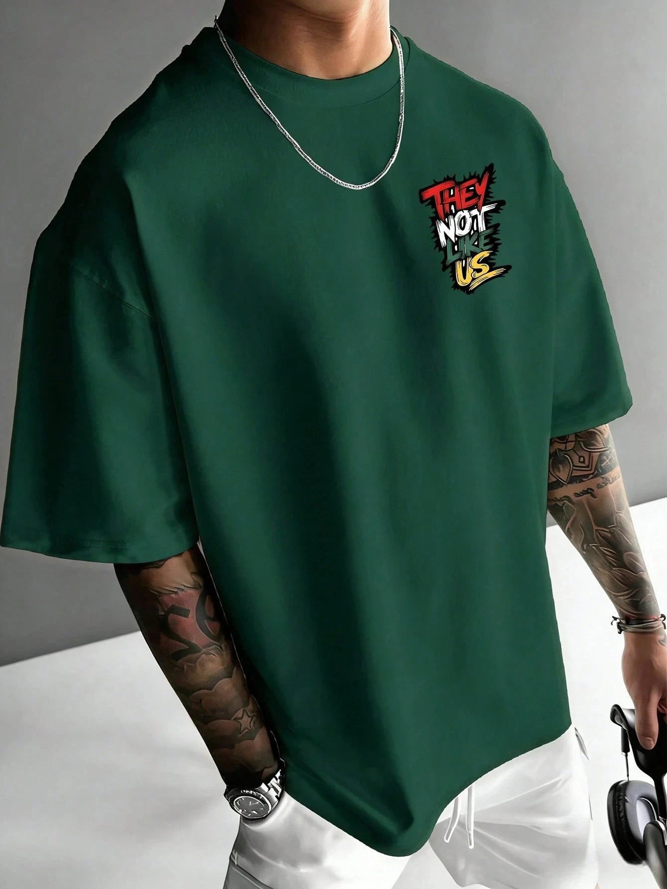 Men's 100% pure cotton fashionable casual loose THEY NOT LIKE US graffiti print round neck short sleeved T-shirt versatile top