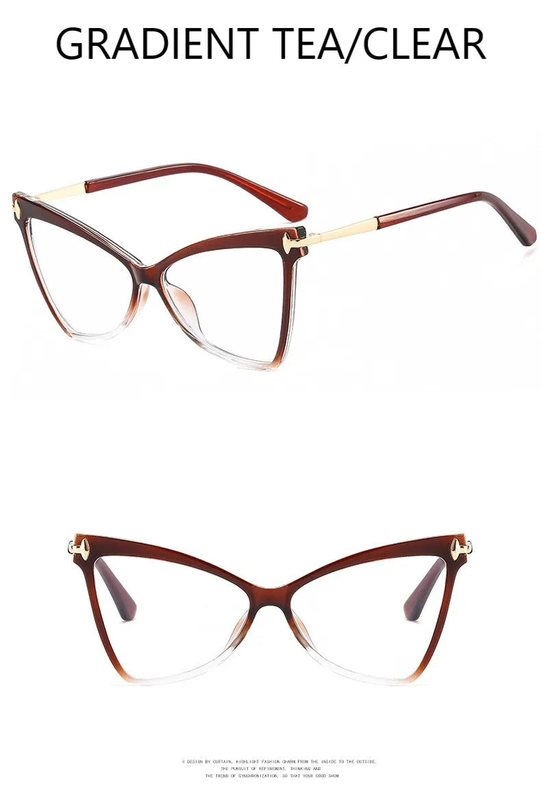 Cat Eye Oversized Glasses Frame TR90 Glasses Personality Fashion Butterfly Computer Glasses Triangle Eyewear 2024