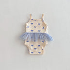 2026 Summer New Baby Sleeveless Sling Bodysuit Cute Infant Girl Heart Print Jumpsuit Cotton Toddler Sling Newborn Clothes 0-24M