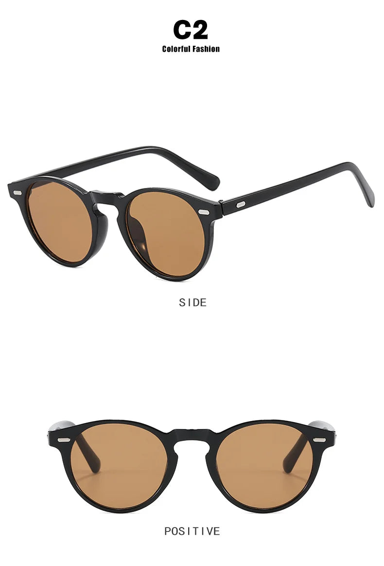 Vintage Punk Round Vintage Sunglasses Women Retro Luxury Designer Sun Glasses for Female Oculos De Sol Shades UV400