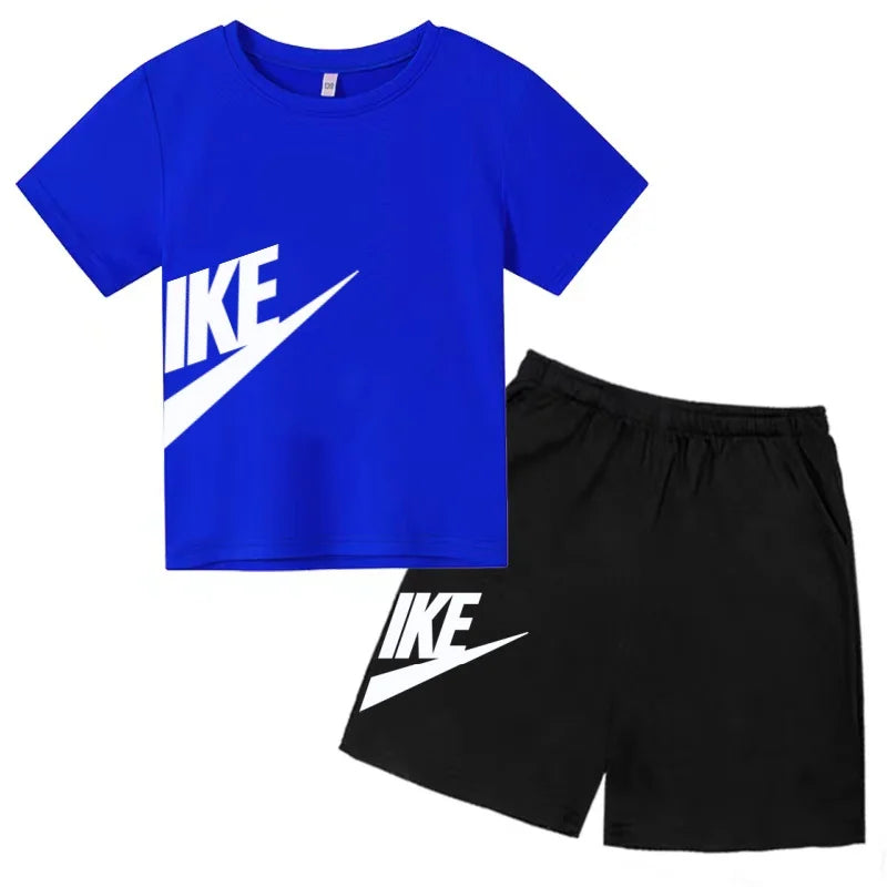 Summer Brand White T-shirt+Shorts Two-piece set Kids New Clothing Fashion Letter Boy Girl3-12Yrs Sports Short-sleeved Casual Set