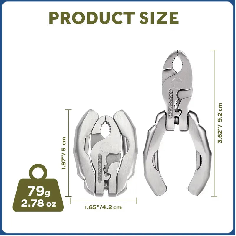 SWISS TECH 9 IN 1 Mini Multifunctional Pliers Pocket EDC Multitool Keychain Screwdriver Outdoor Hiking Gear Small Bottle Opener