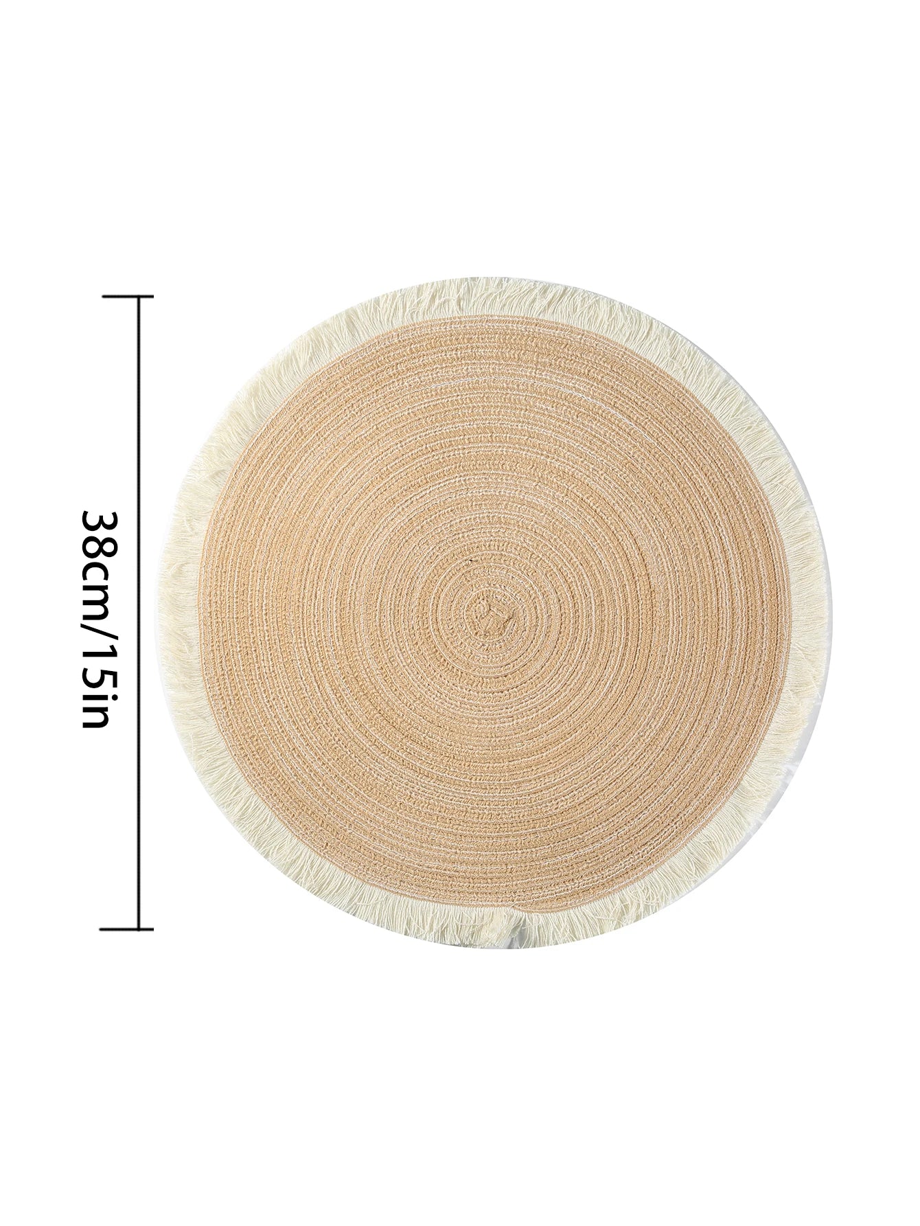 4pcs/set Hot Selling Fringe Eco-friendly Household Non-Slip Morden Style Table Woven Placemats Polyester Round Mat