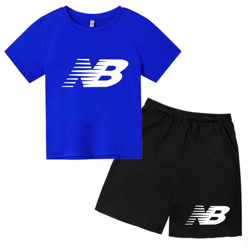 Children's Sports White T-shirts Short-sleeved Shirts and Shorts Sets for Boys Girls Clothing Suitable for Children Aged 3 to13