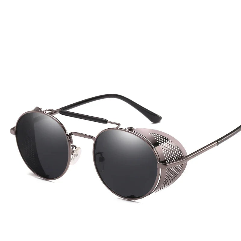 Trendy Retro Steampunk Sunglasses Men Brand Designer Round Steam Punk Alloy Sun Glasses Goggle For Women UV400 Gafas de Sol