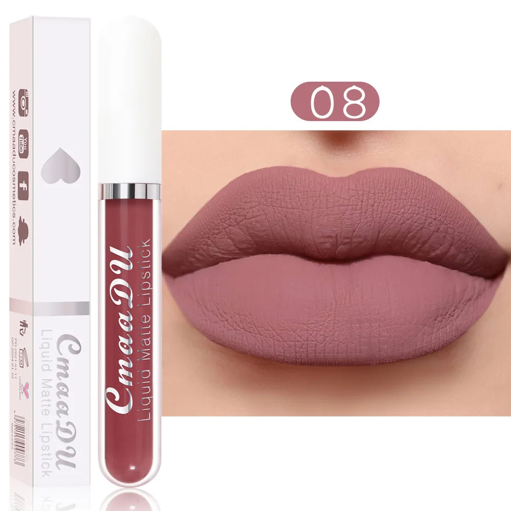 18 Colors Single Velvet Matte Liquid Lipstick Waterproof Non-Stick Waterproof Smudge-Proof Long-Lasting Mist Lip Gloss